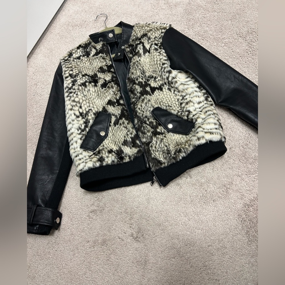 Faux leather/fur Moto jacket